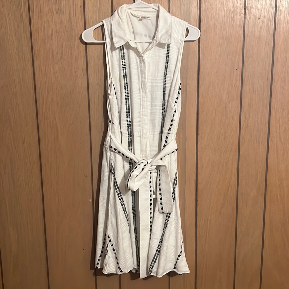 Rachel Roy Midi sleeveless button down fit n flare shirt dress size 12 white